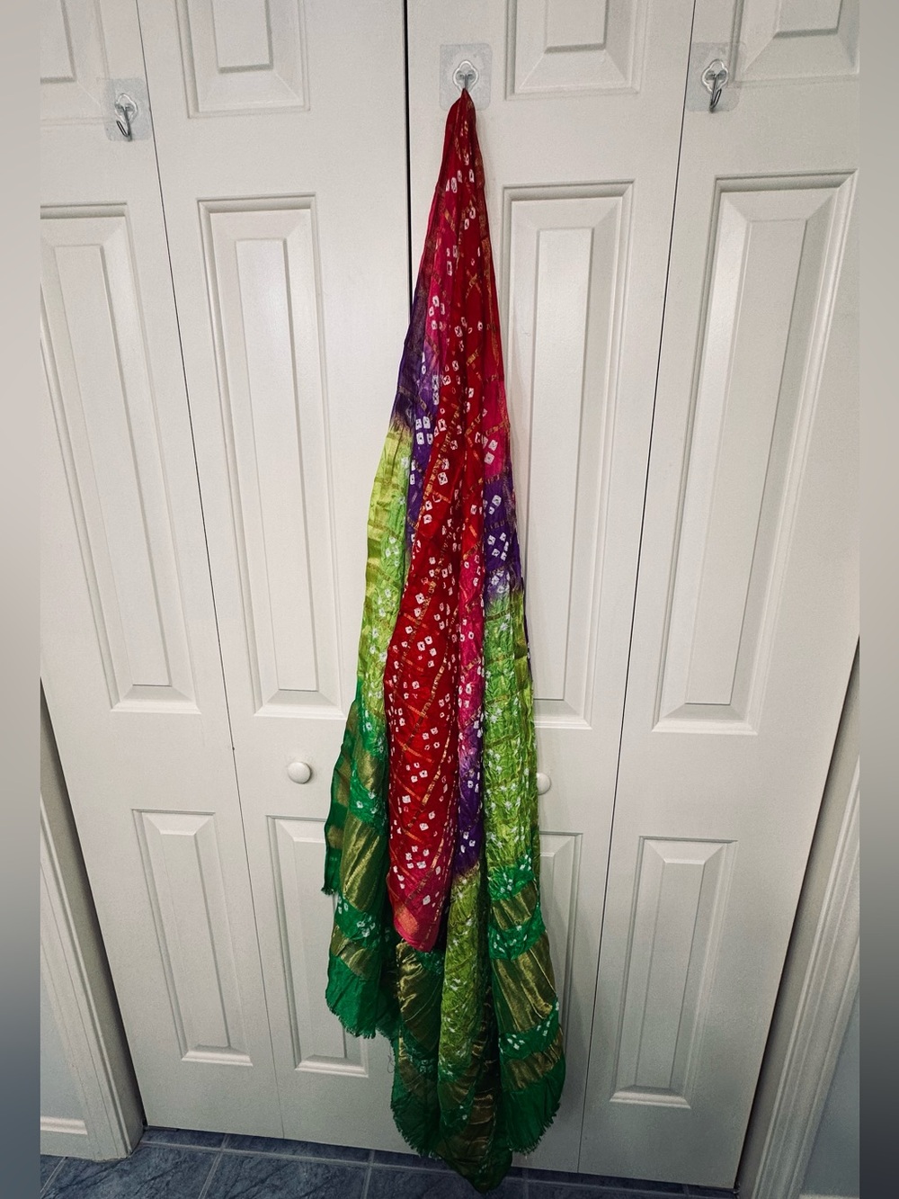 Bright Multicolor pure silk Tie-Dye Bandhani dupatta full size